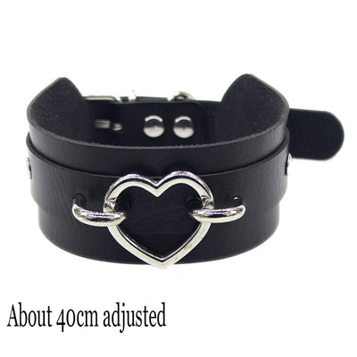 Woman Black Punk Choker Collar Necklace Sexy PU Leather Heart Lock Key Spike Chocker Gothic Cosplay Accessories Party Jewelry