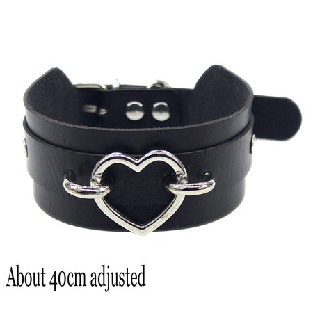 Woman Black Punk Choker Collar Necklace Sexy PU Leather Heart Lock Key Spike Chocker Gothic Cosplay Accessories Party Jewelry