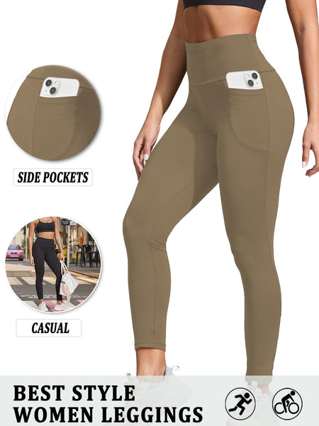 Super Soft Sports Leggings With Pockets For Women High Waisted Workout Yoga Running Push Up Gym Fitness Tight Pants Women's