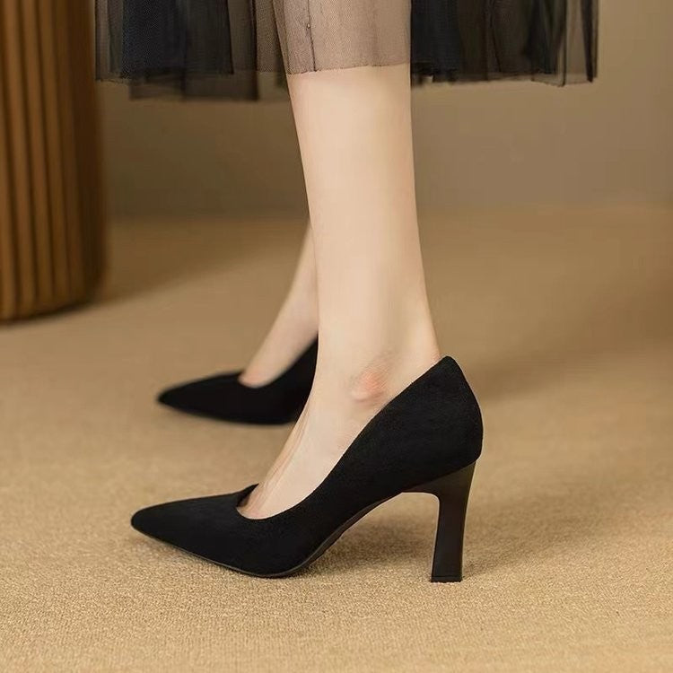 New In Black Special Head Spiral Pattern Fashion Women's Shoes Pointed Fine Heel Wedding High Heels Banquet Nightclub with Shoes