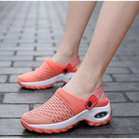 Women Walking Shoes Air Cushion Slip-On Orthopedic Diabetic Ladies Platform Mules Mesh Lightweight Slipper Wedge Female Sneaker