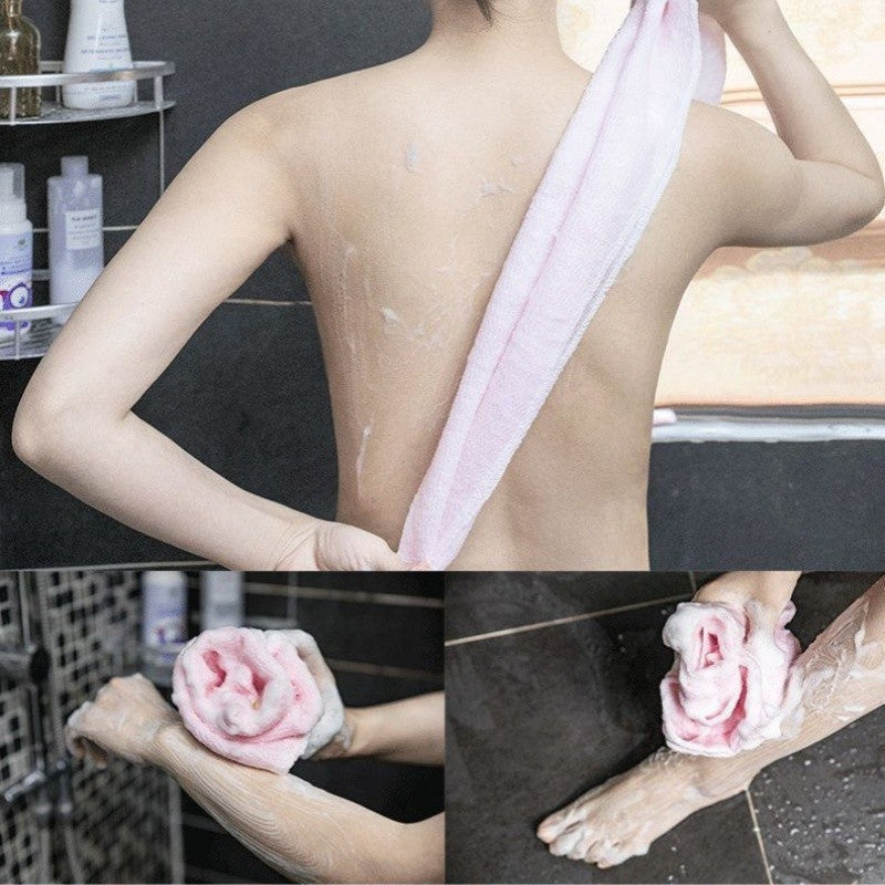 1pc Japanese Body Wash Towel Extended Bath Tool Beauty Skin Exfoliating Washcloth Nylon Skin Polishing Body Back Scrubber Towel