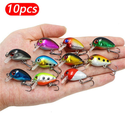 10Pcs Crankbaits Fishing Lures Mini Fishing Floating Bass Hard Wobbler Bait Lures Fishing Crankbait