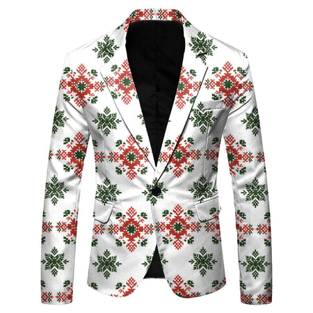 Christmas Mens Suit Jackets Fashion Fitness Casual Button New Year Party Dress Suits For Men Vintage Xmas Costume Casual Coats
