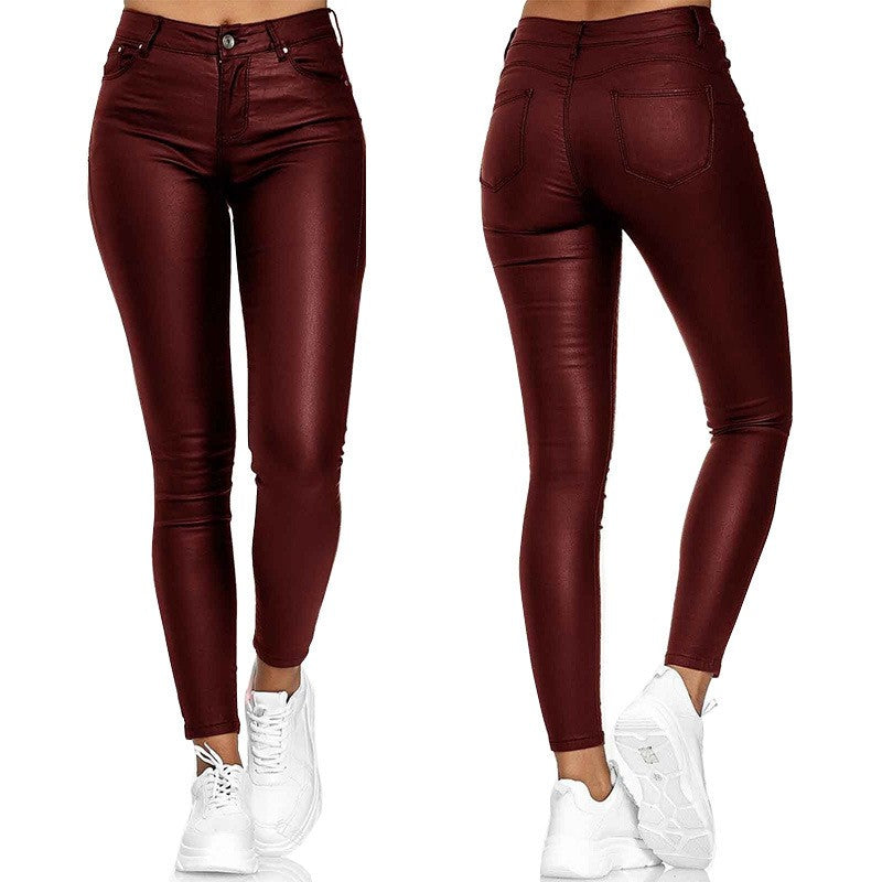 2025 Fashion Faux Leather Pants Women's Sexy Stretch Casual Leggings Solid  Leather Bodycon Pencile Pants For Women Streetwear