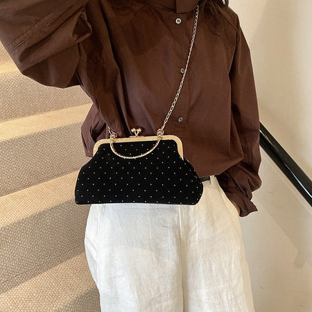 Luxury Design Women's Evening Clutch Purse Dinner Party Ladies Small Clip Shoulder Bag Handbags Retro Female Chain Crossbody Bag
