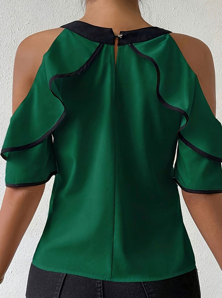 Green Women's plus size shirt summer chic elegant shirt casual women's fashionable shirt Green