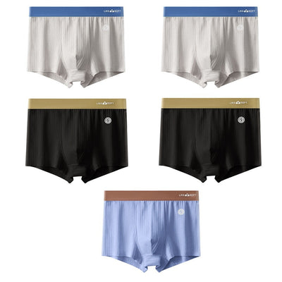 5PCS Men Striped Boxer Underwear Sexy Underpants Male Homme U Convex Shorts Lingerie Boxershorts Men Boxers Panties XL-3XL