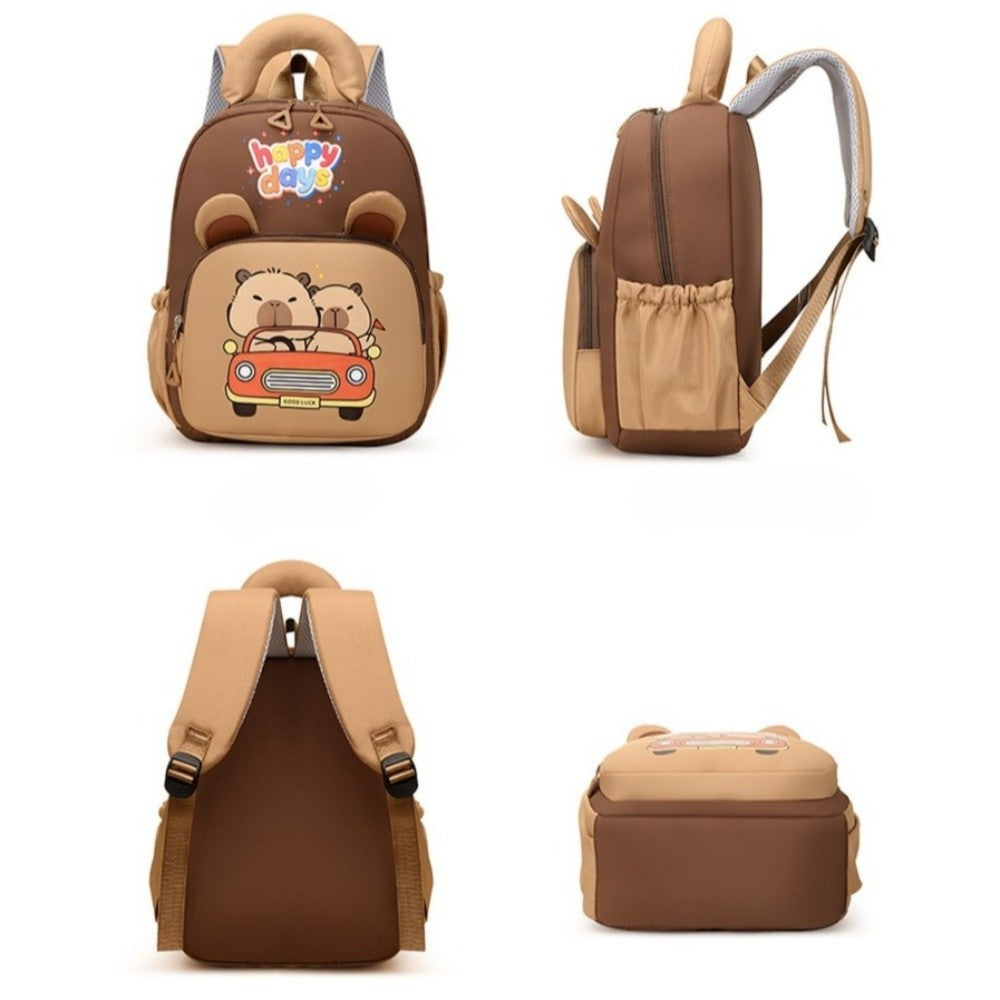 Kawaii Cartoon Capybara Backpack Nylon Lightweight Capybara School Bag Large Capacity Multi-pocket Kindergarten Backpack