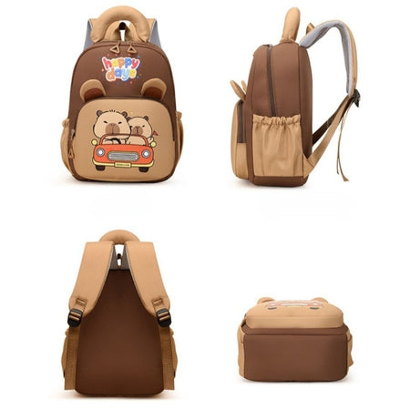 Kawaii Cartoon Capybara Backpack Nylon Lightweight Capybara School Bag Large Capacity Multi-pocket Kindergarten Backpack