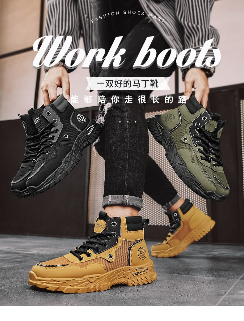 Men's work boots winter lace-up men's shoes warm safety platform size 44 Promotion designer anti-slip fashion