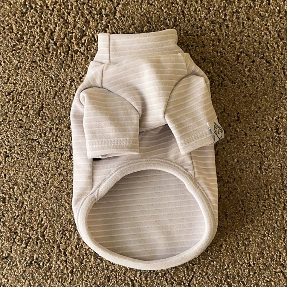 Pet Bottoming Shirt Teddy Beige Striped Vest Bichon Frise Winter Warmth Clothes Maltese Soft two-legged Clothing XS-XL