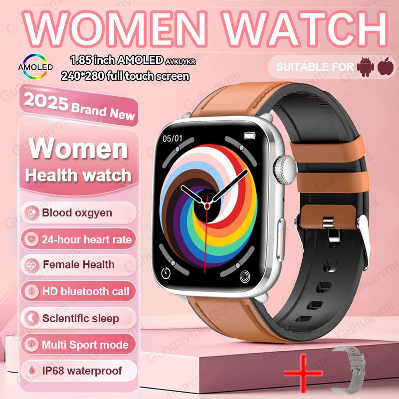 2025New NFC Smat Watch Women 1.85-inch Blood Pressure Heart Rate Bluetooth Call Female Health Smarwatches Ladies For Android IOS