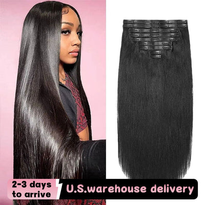 Bone Straight Clip In Human Hair 2/3/5 Pcs/Set 100% Nature Unprocessed Brazilian Virgin Clip on Weave Hair Extension for Women