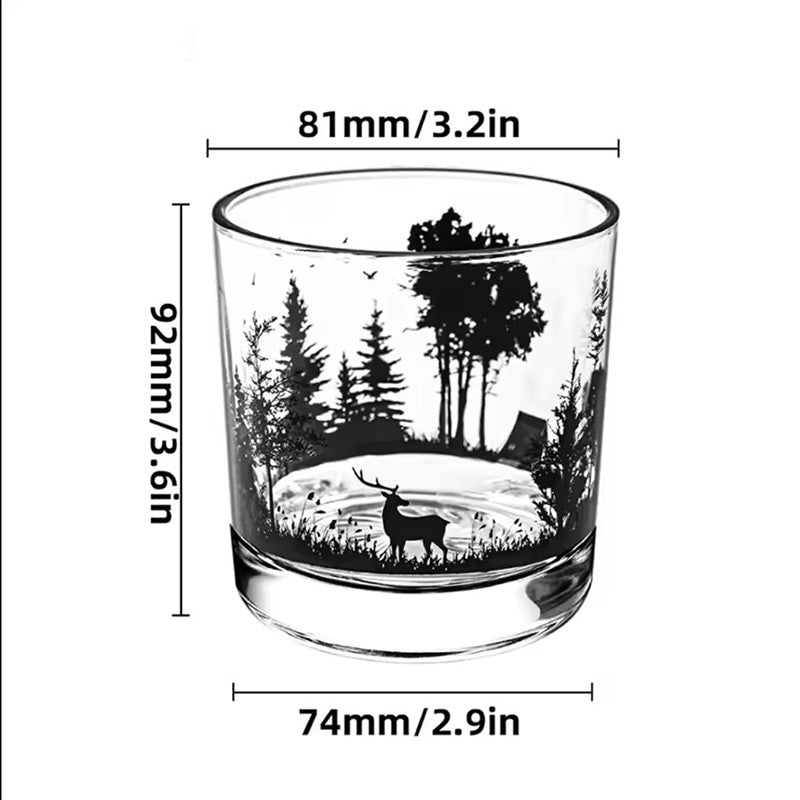 High End 10.3oz Black Silhouette Pattern Glass Cup Personalized Drinking Glasses Household Creative Whiskey Glass Iceberg Cup