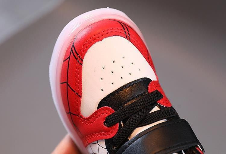 Disney Children's Sneakers Boys Girls Spiderman Led Light Sport Shoes Student Shoes Hook Anti-slip Kids Outdoor Basket Shoes