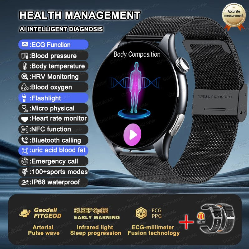 XIAOMI 704505 New ECG+PPG Smartwatch Precise Uric Acid Blood Lipids Pressure Body Analysis Smart Watch Men BT Call NFC Watches