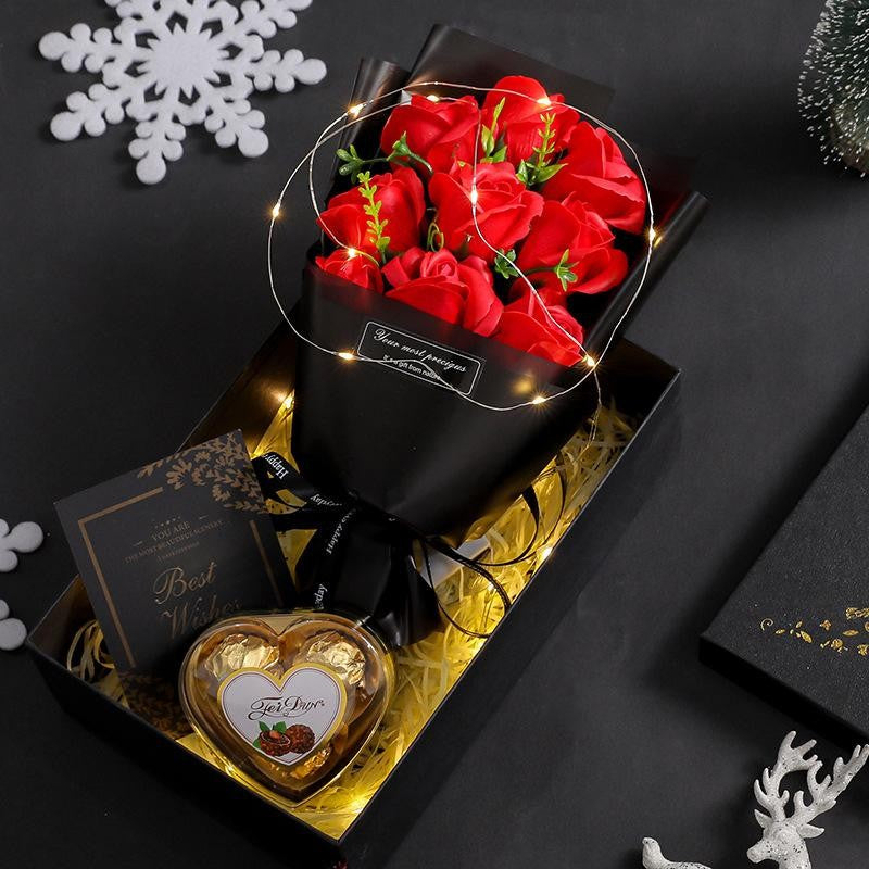 9 Heads Soap Flower Rose Bouquet Artificial Flower For Christmas Wedding Birthday Party Valentine's Day DIY Gift Home Decoration