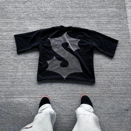 American Hip-hop Anime Print Oversized T-shirt Men Retro Trendy Streetwear Top Pure Cotton Round Neck Casual Loose Short Sleeves