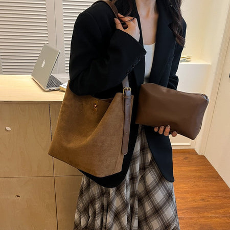 Shoulder Bags Bucket Bag Retro Suede Fur Women Tote Bag New Style Versatile Shoulder & Crossbody Bag 2025