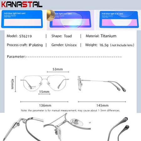 Pure Titanium Reading Glasses Women Prescription Optical Lenses Myopia Eyewear Men Blue Light Blocking Computer Eyeglasses Frame