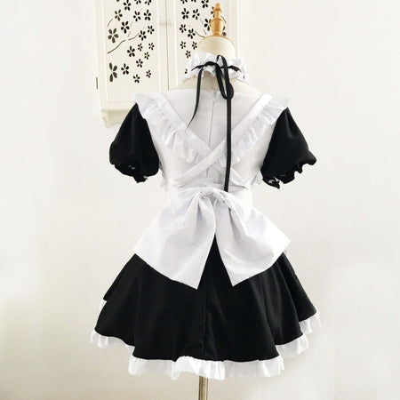 Cute Japanese Maid Outfit Sweet Lolita Cosplay Costume Black White Uniform Full Set Gothic Lace Party Halloween Stage Wear