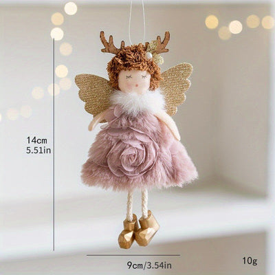 New Christmas Plush Angel Doll Pendant Ornaments Xmas Tree Hanging Decorations For Home Festive Party Decor 2024 New Year Gifts