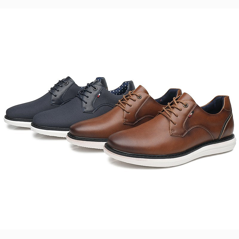 BHKH 2025 Genuine Leather Dress Shoes Comfy Men Casual Shoes Smart Business Work Office Lace-up Men Shoes