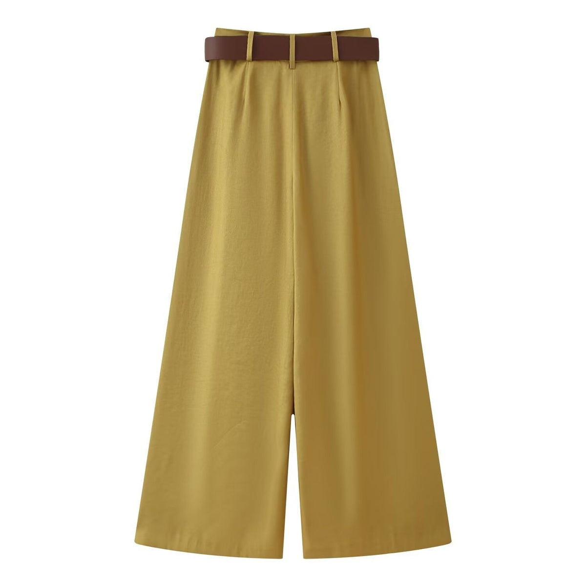 HH Women New Fashion Solid Belt Wrinkles Decorate Casual Loose Trousers Female Chic Zipper Side Pocket Slim Wide Leg Pants
