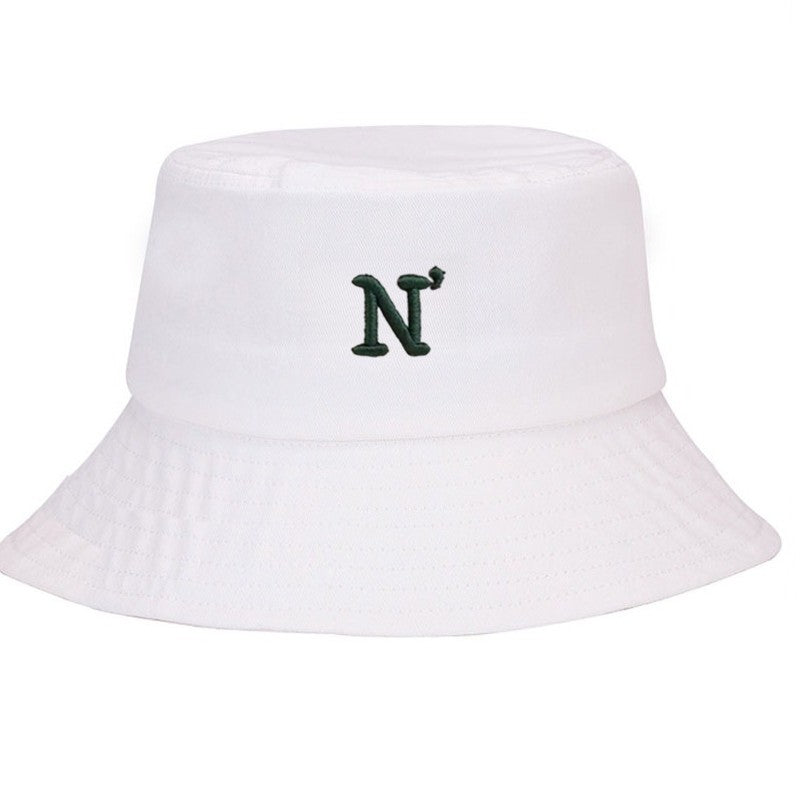 N Letter Cotton Bucket Hat for Men Women Adjustable Simple Style Fishing Cap Soft Sun Protection Outdoor Casual Daily Hat Gift