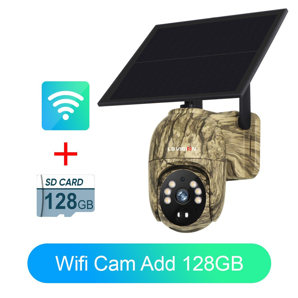 LS VISION 2K 4G Solar Security Cameras WIFI Wireless Outdoor 360° Live View Animal Monitoring Camouflage Color Battery PTZ Cam