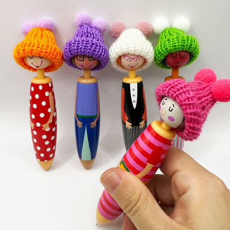 Christmas Doll Ballpoint Pen, Cute Cartoon Gel Pen 0.5mm Blue Ink, Suitable for Business Home or Office Supplies.