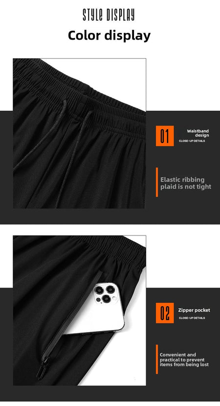 Ice Silk Casual Pants for Summer Thin Loose Fast-drying Stretch Breathable Sports Pants Jogger Man Gym Shirt Quick Football Mens