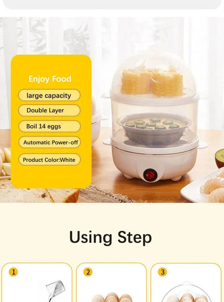 Egg Cooker Multifunctional Electric Egg Boiler Double Layers Egg Cooker Mini Steamer Poacher Kitchen Cooking Breakfast Machine