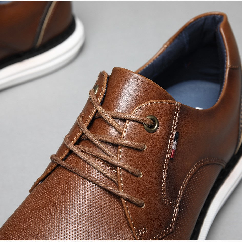 BHKH 2025 Genuine Leather Dress Shoes Comfy Men Casual Shoes Smart Business Work Office Lace-up Men Shoes