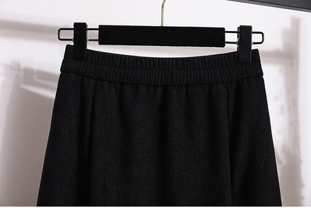 Plus Size Skirt Women 2024 Winter High Waist Elastic Velvet A Line Mermaid Skirt Korean Style Elegant Brown Or Black Long Skirts