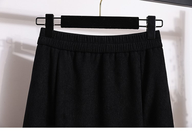Plus Size Skirt Women 2024 Winter High Waist Elastic Velvet A Line Mermaid Skirt Korean Style Elegant Brown Or Black Long Skirts