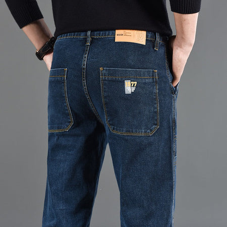 Fashion Print Six-Pocket Jeans Small Straight Cut Style Men's Casual Comfortable Fit Clothing