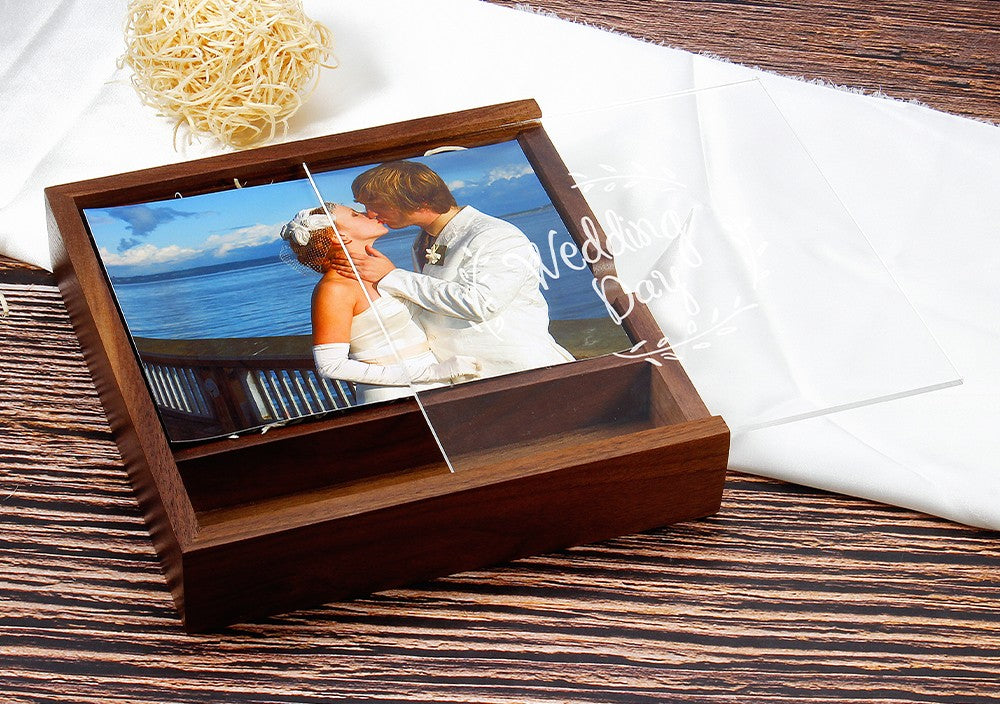 JASTER Walnut Maple Photo Album Wood Usb+Box Memory Stick Pendrive 128GB 64GB U Disk Photography Wedding Gift Free Custom Logo