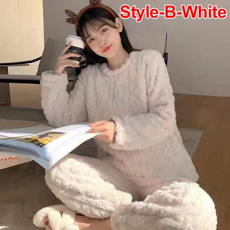 Winter Women's New Pajamas Homewear Suit Women's Fall and Winter Warm Clothes Coral Velvet Leisure Pajamas Padded Homewear