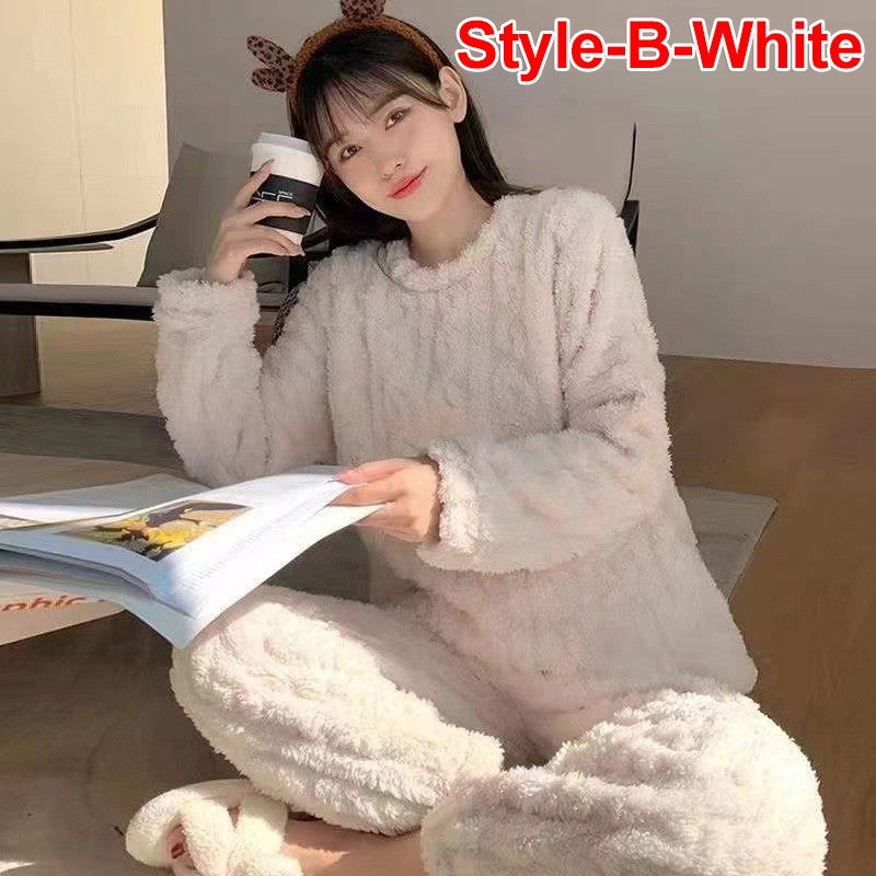 Winter Women's New Pajamas Homewear Suit Women's Fall and Winter Warm Clothes Coral Velvet Leisure Pajamas Padded Homewear