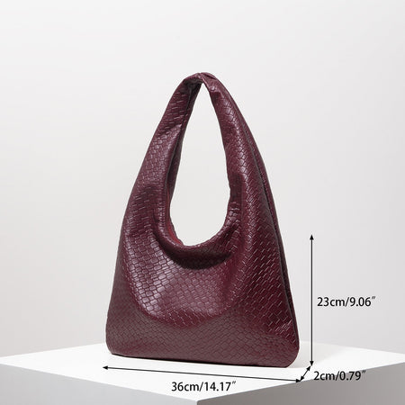 Vintage Faux Woven Leather Shoulder Bag, Women's Handbag, Large Capacity Tote Bag, Crescent Bag, Zipper Underarm Bag, Daily Commuter Bag (Random Pattern)