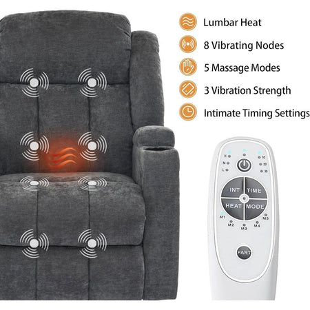 Power Lift Recliner Chair for Elderly with Massage and Heat, Recliner Chairs for Adults, Upgraded Fabric Reclining Sofa Chair wi