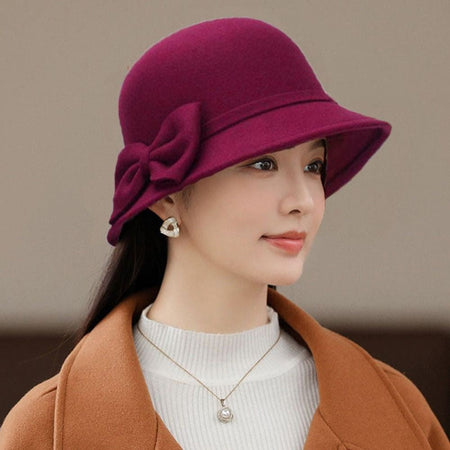 Elegant Brim Bowler Fedora Hats Church Bowler Cloche Hats Women Vintage Retro Hat Autumn Winter Warm Hat Wool Felt Bucket Cap
