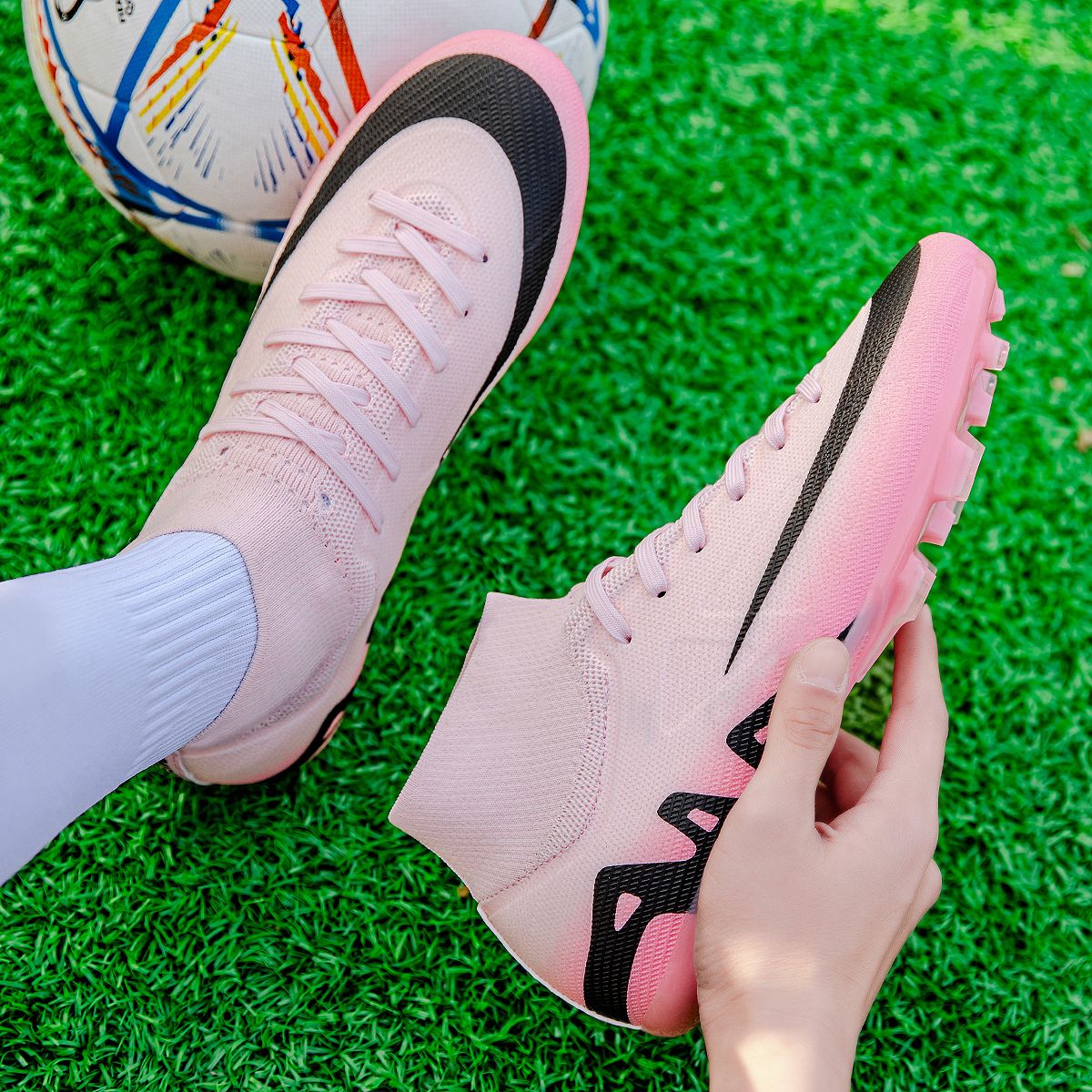 New Men High-top Football Boots Grass Cleats Non-Slip Soccer Shoes Futsal Sneakers High-quality Match Indoor Hot-selling Outdoor
