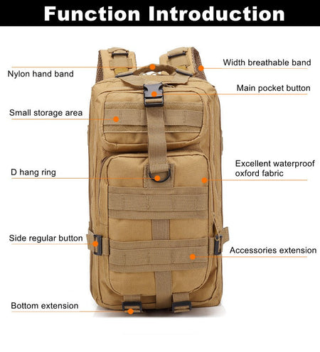 30L 900D Nylon Waterproof Backpack Outdoor Military Rucksacks Tactical Sports Camping Hiking Trekking Fishing Hunting Bag