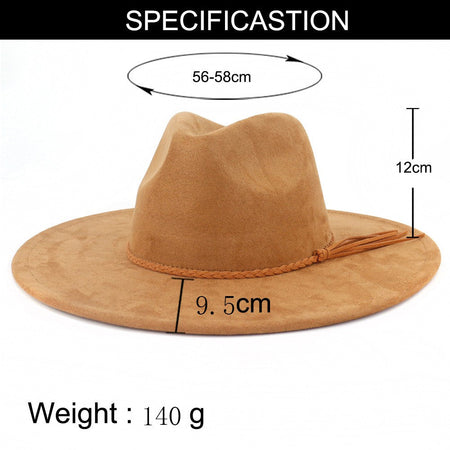 Vegan suede hat belt accessories heart-shaped wide-brimmed fedora hat for men and women felt jazz hat classic chapeau femme