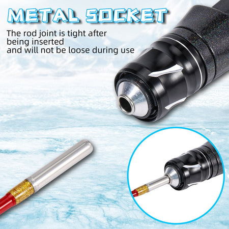 Sougayilang Ice Fishing Rod 2 Sections High Carbon Fiber Ice Rods with Power Two Rod Tips Max Drag 8Kg Fishing on The Ice