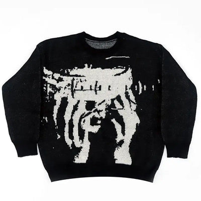 Men's Winter Sweater Pullovers Knit Long Sleeve Tops Hip Hop Korean Fashion Harajuku Jumper Gorhic Coat Y2k Streetwear Clothing