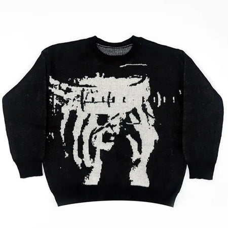 Men's Winter Sweater Pullovers Knit Long Sleeve Tops Hip Hop Korean Fashion Harajuku Jumper Gorhic Coat Y2k Streetwear Clothing